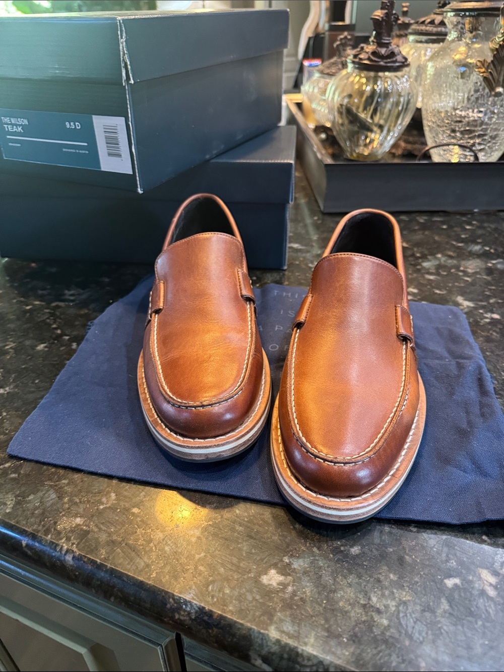 Men's Teak Leather Slip-On Loafers - Teak Brown Helm “The Wilson”